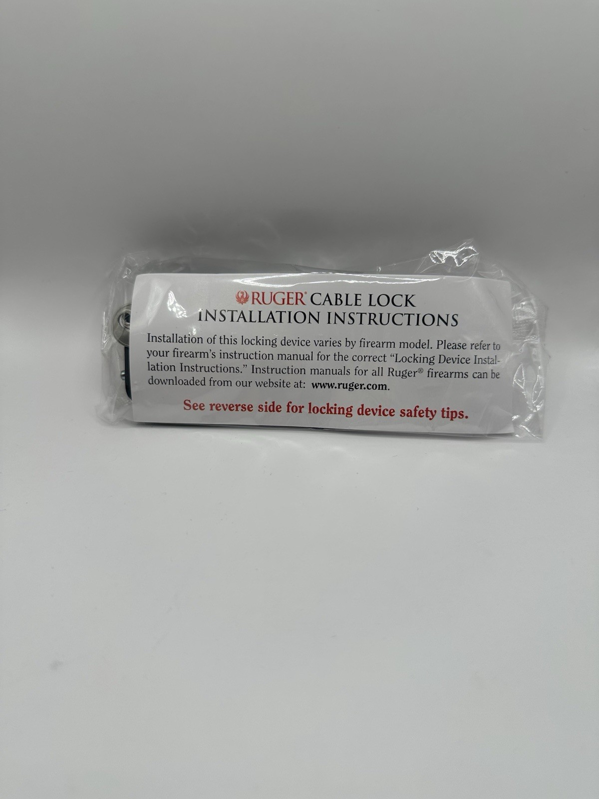 Ruger Gun Lock Cable Lock Firearm Gun Safety Lock, New, 2 Keys