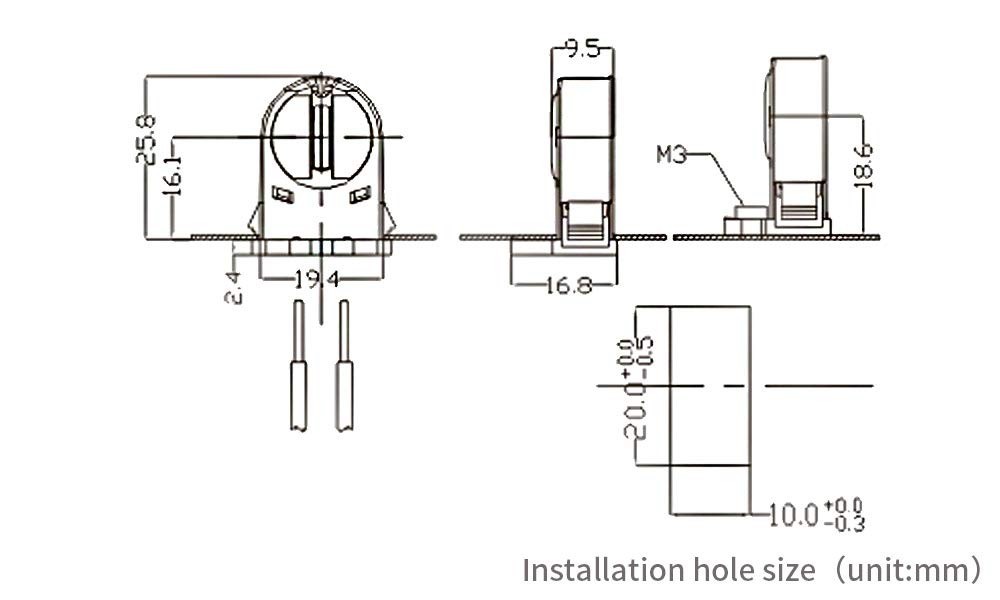T5 Light Socket, T5 Lamp Holder G5 Base Non-Shunted Turn Type Led Fluorescent...