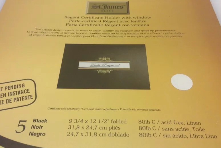 First Base St James Elite Double Fold Linen Certificate Holder 5 Pack Black