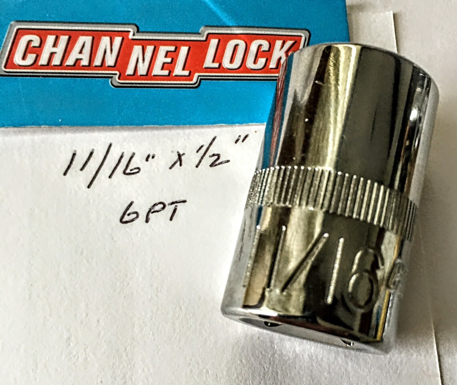CHANNELLOCK  11/16" x 1/2" DR  STANDARD  SOCKET  6 Point Free USA Shipping