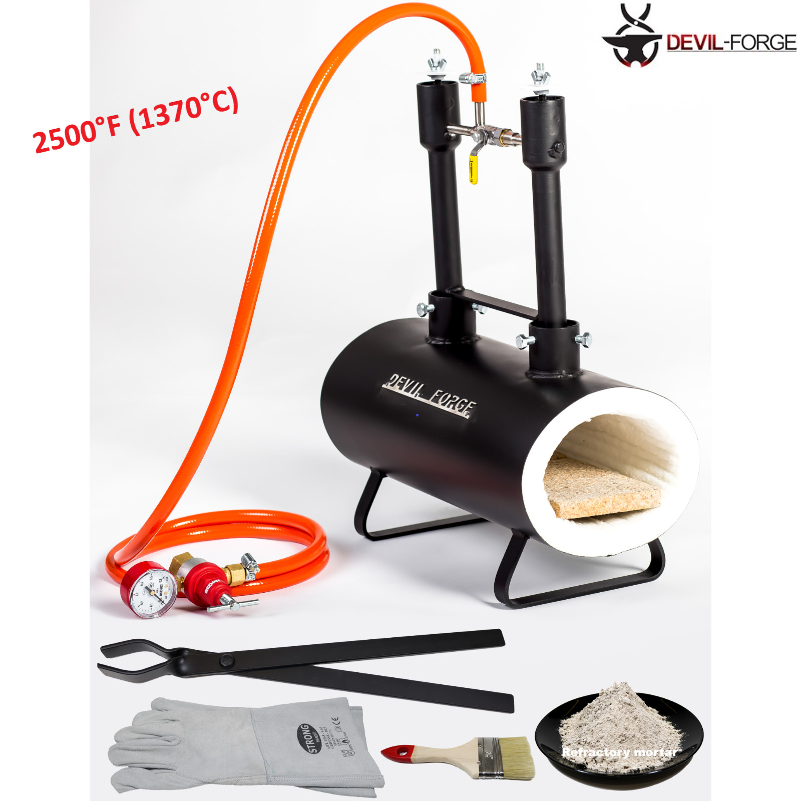 DEVIL-FORGE DFSW2 Gas Propane Forge Farrier Burner Furnace Kiln +Tongs USA (NEW)