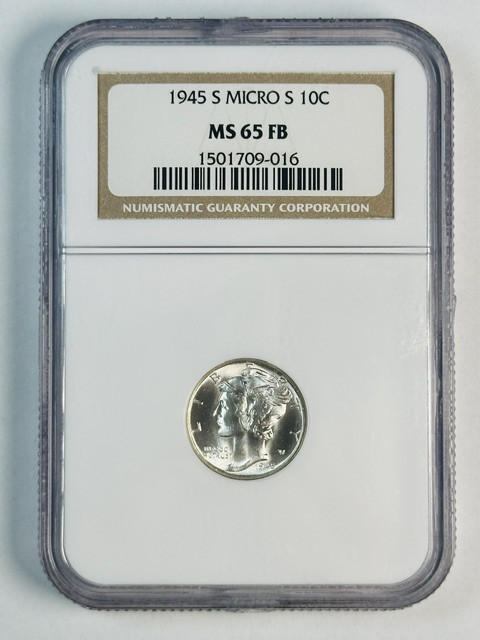 1945 S Mercury Dime NGC MS-65 FB- "Micro S" Nice Luster!