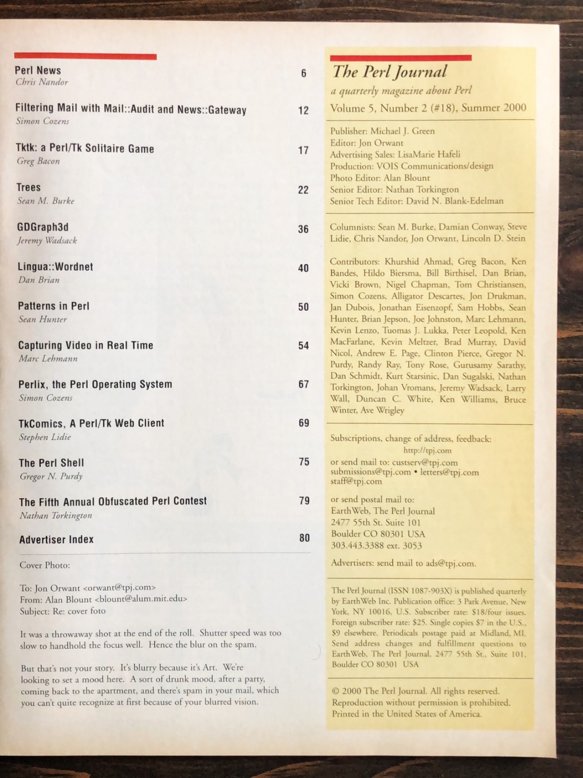 The Perl Journal Magazine - Summer 2000 Issue #18