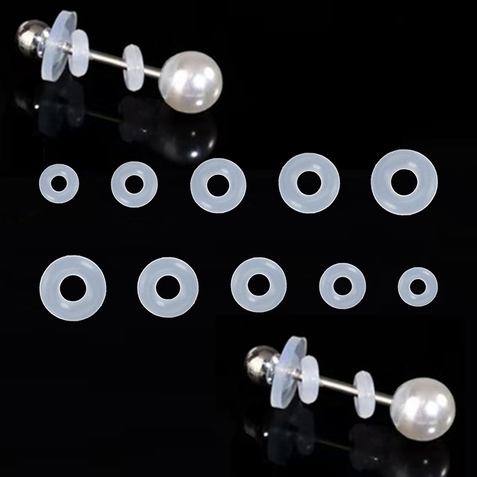 Silicone Earring Backs Stopper 50-100 Pcs for Piercings Clear Discs