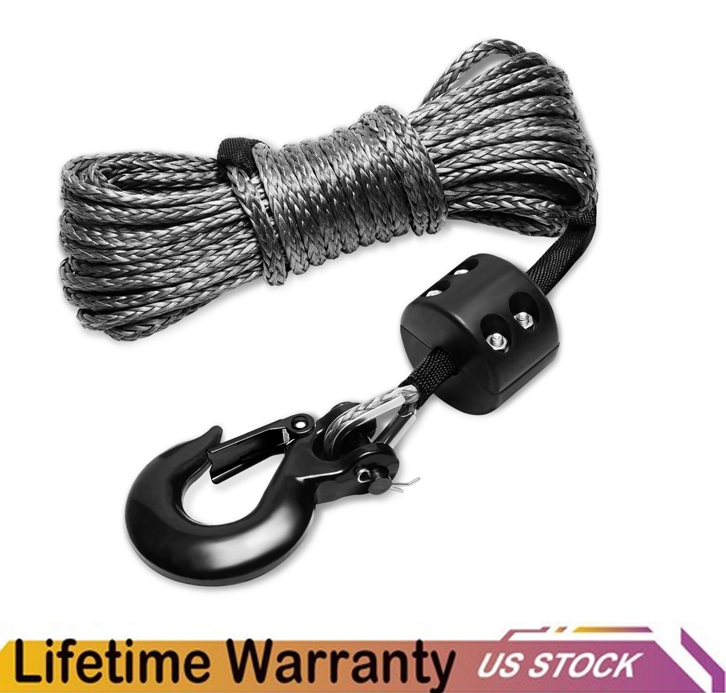 Synthetic Winch Rope Kit - 1/4" x 50ft - 9500LBS Load Capacity For ATV SUV UTV