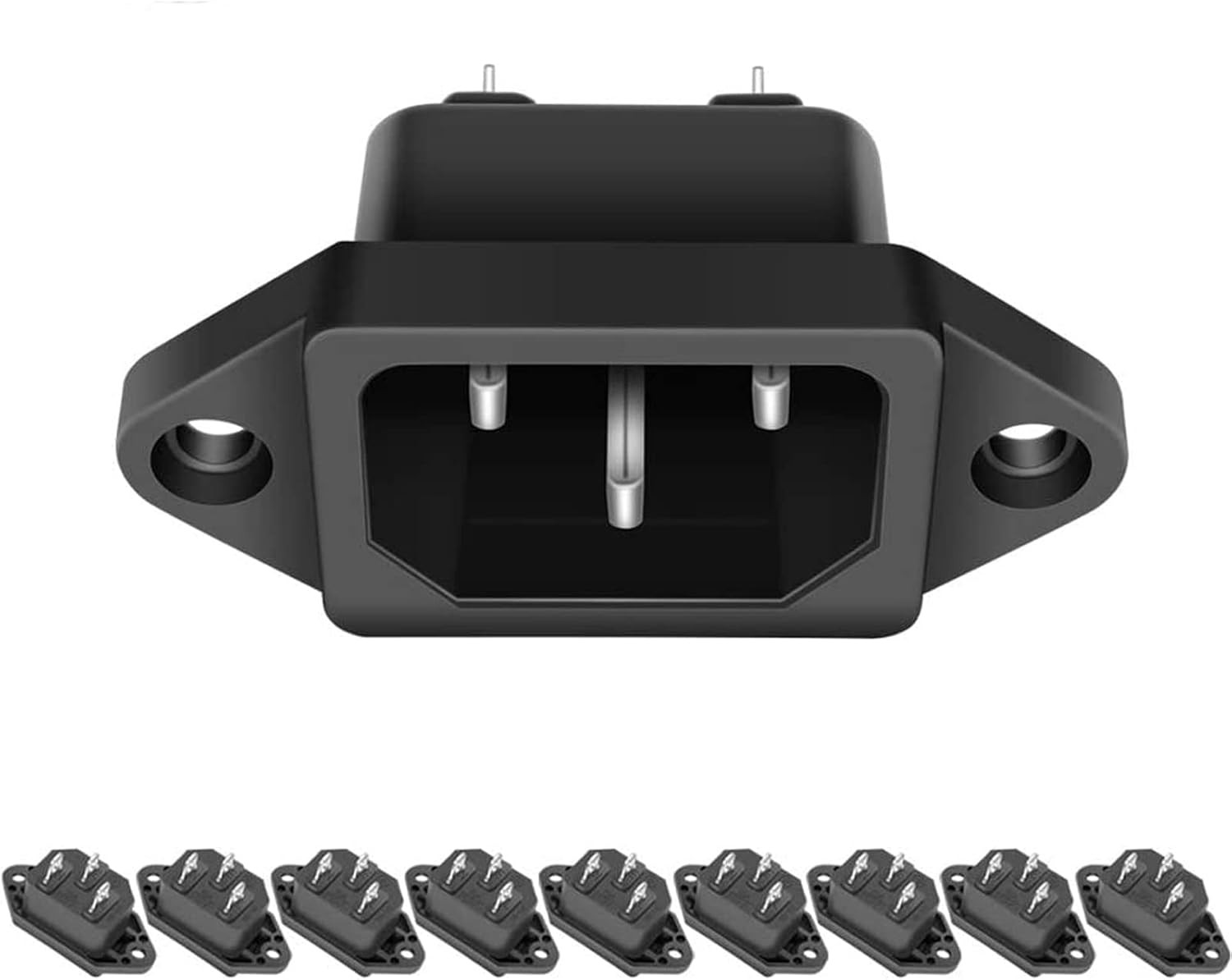 10 Pack AC 250V 10A IEC 320 C14 Panel Mount Plug Adapter Power Connector Socket