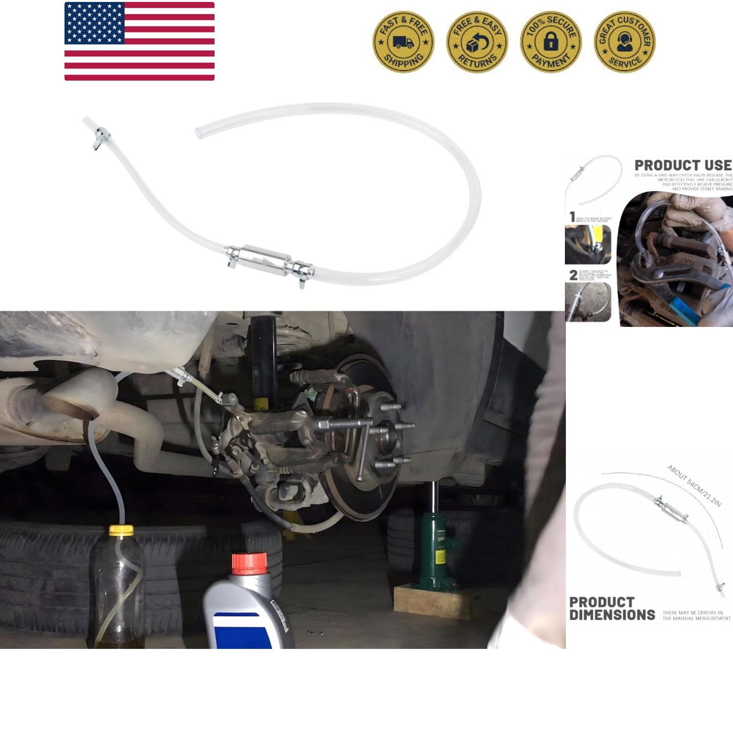 Brake Bleeder Kit, Brake Fluid Bleeding Tool Kit, Brake Bleeder Hose One Way ...