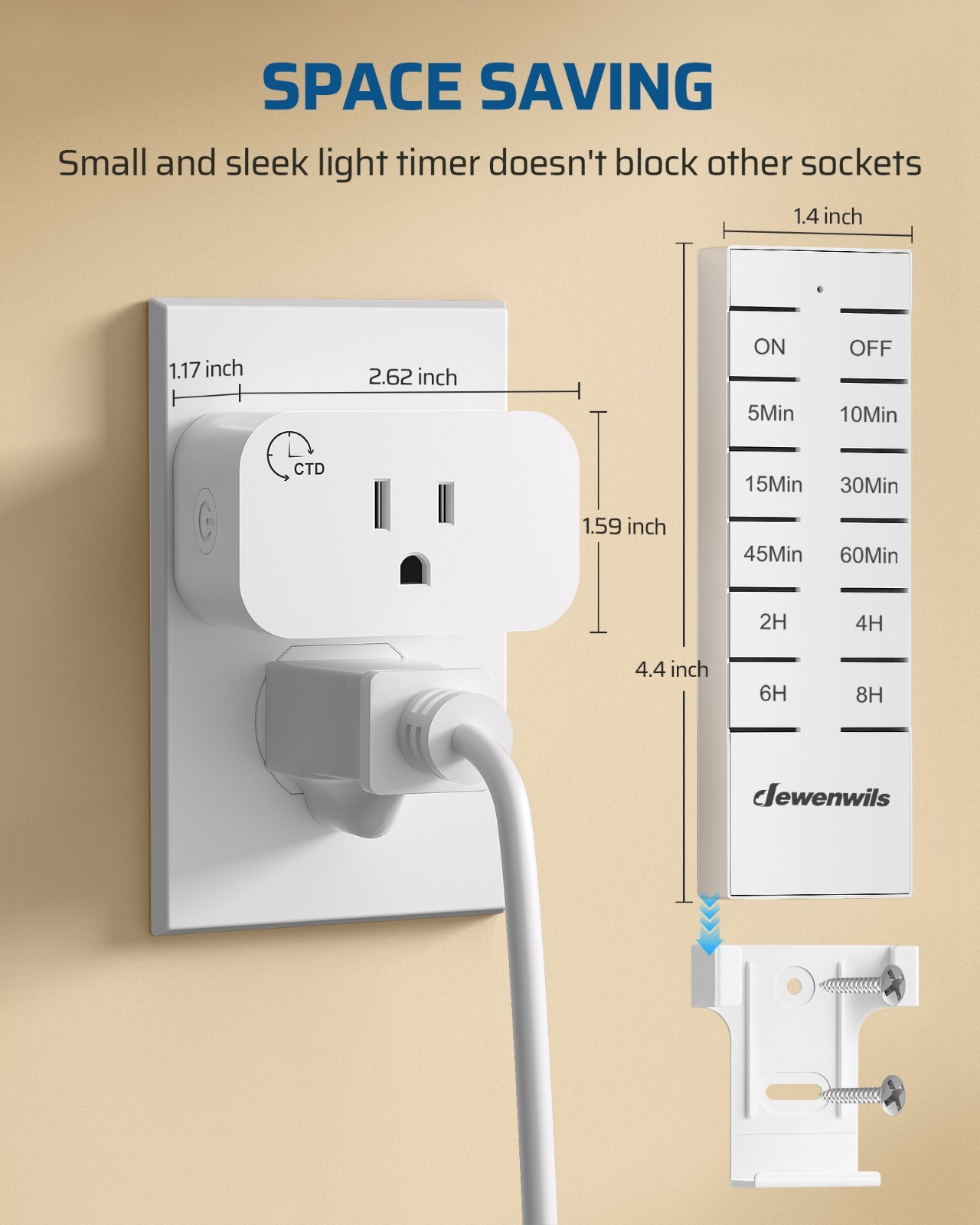 Wireless Remote Control Outlet with Timer Indoor Remote Timer Outlet 15A/1875W