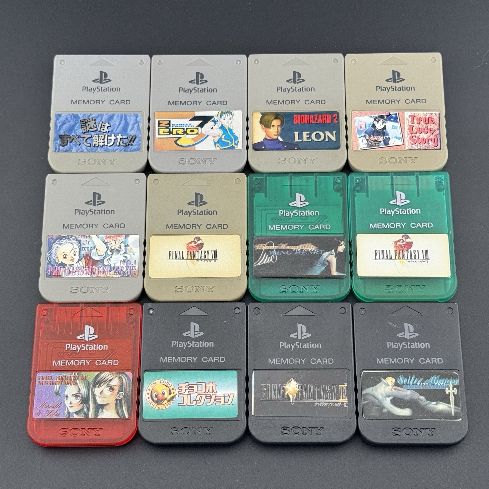 Sony PlayStation 1 PS1 Lot Of 12 Official OEM 15-Block Memory Card SCPH-1020