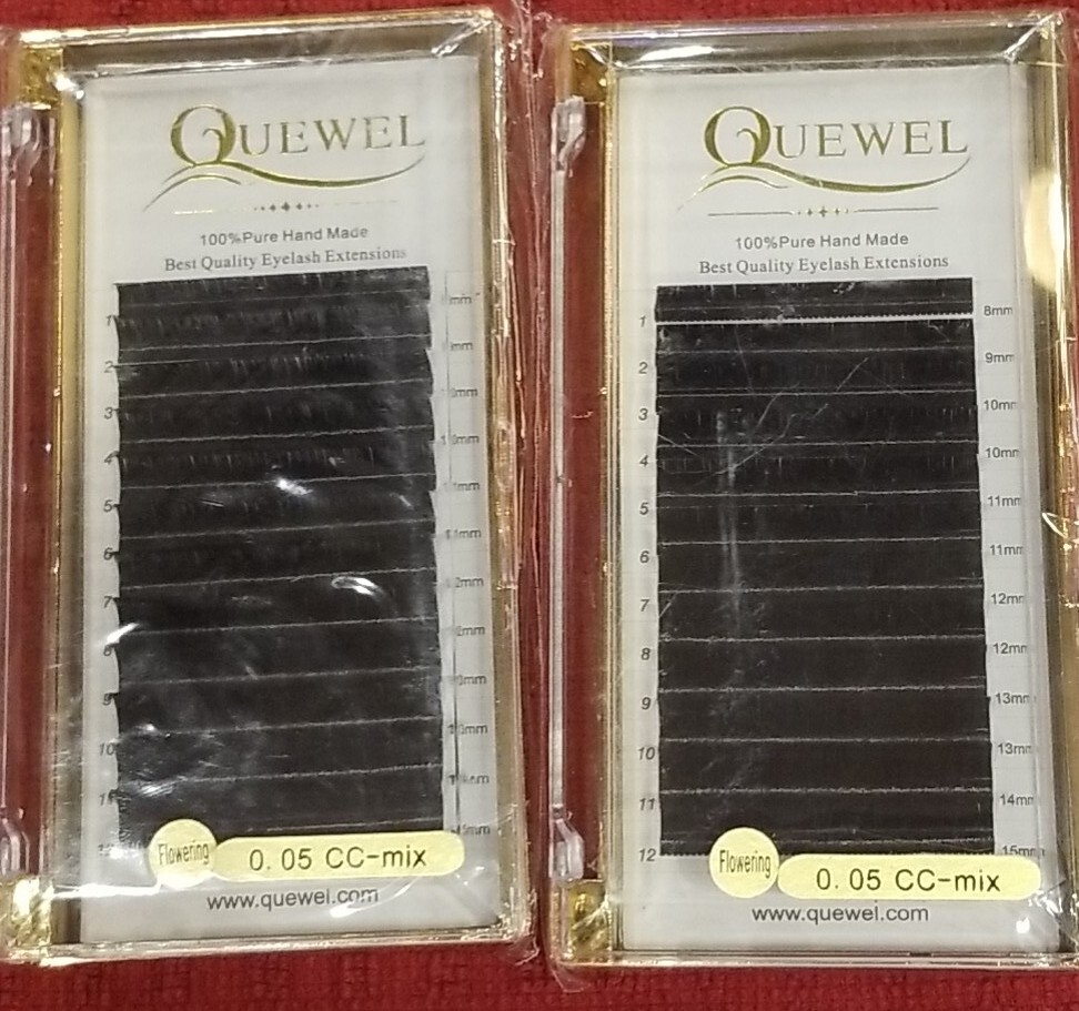 Quewel Easy Fan Eyelash Extensions - 0.05CC Mix (8-15) mm  Lot Of 2