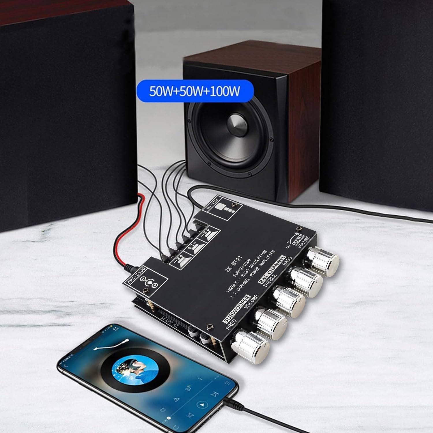 Powerful 200W Mini Bluetooth Amplifier Board with Bass & Treble Control