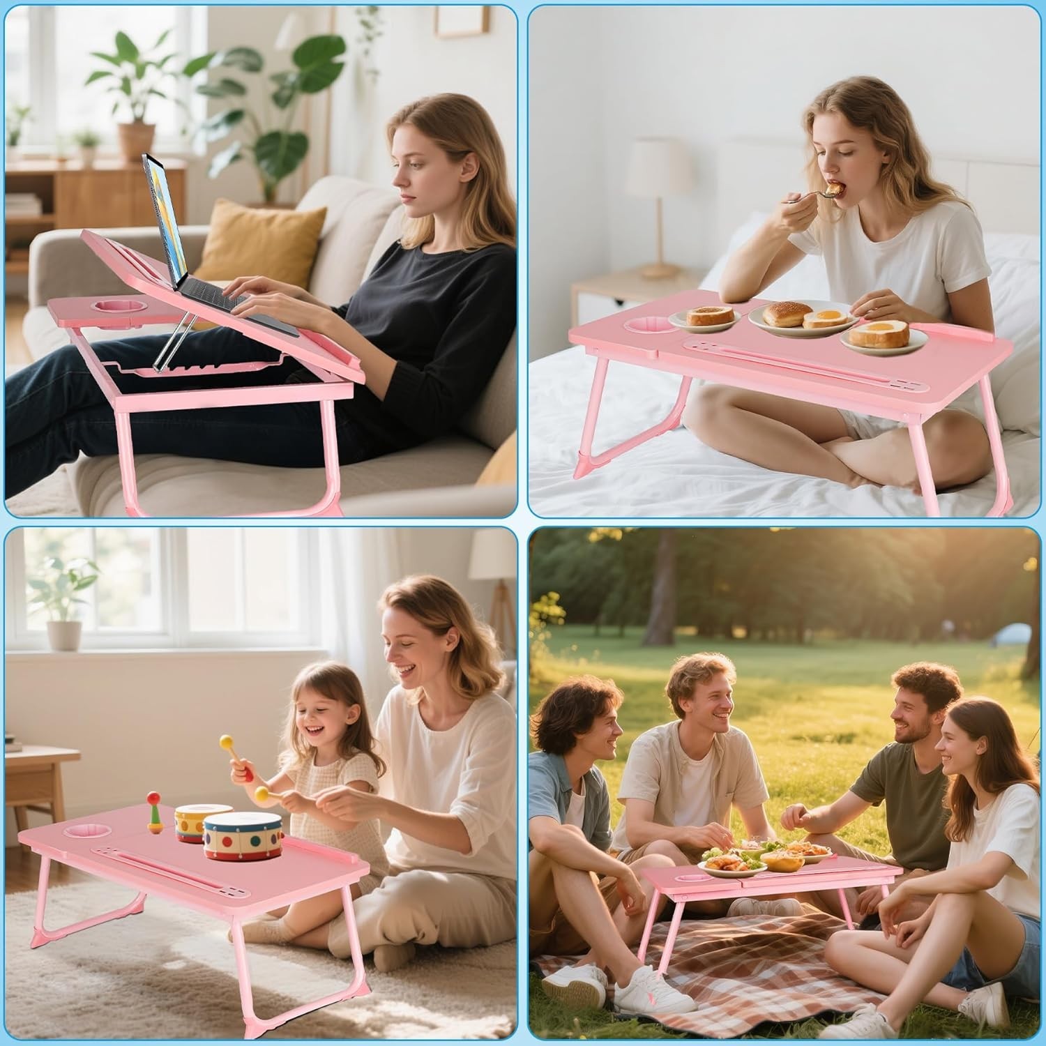 Laptop Bed Desk, Adjustable Lap Desk, Small Laptop Table with USB Charge Port...