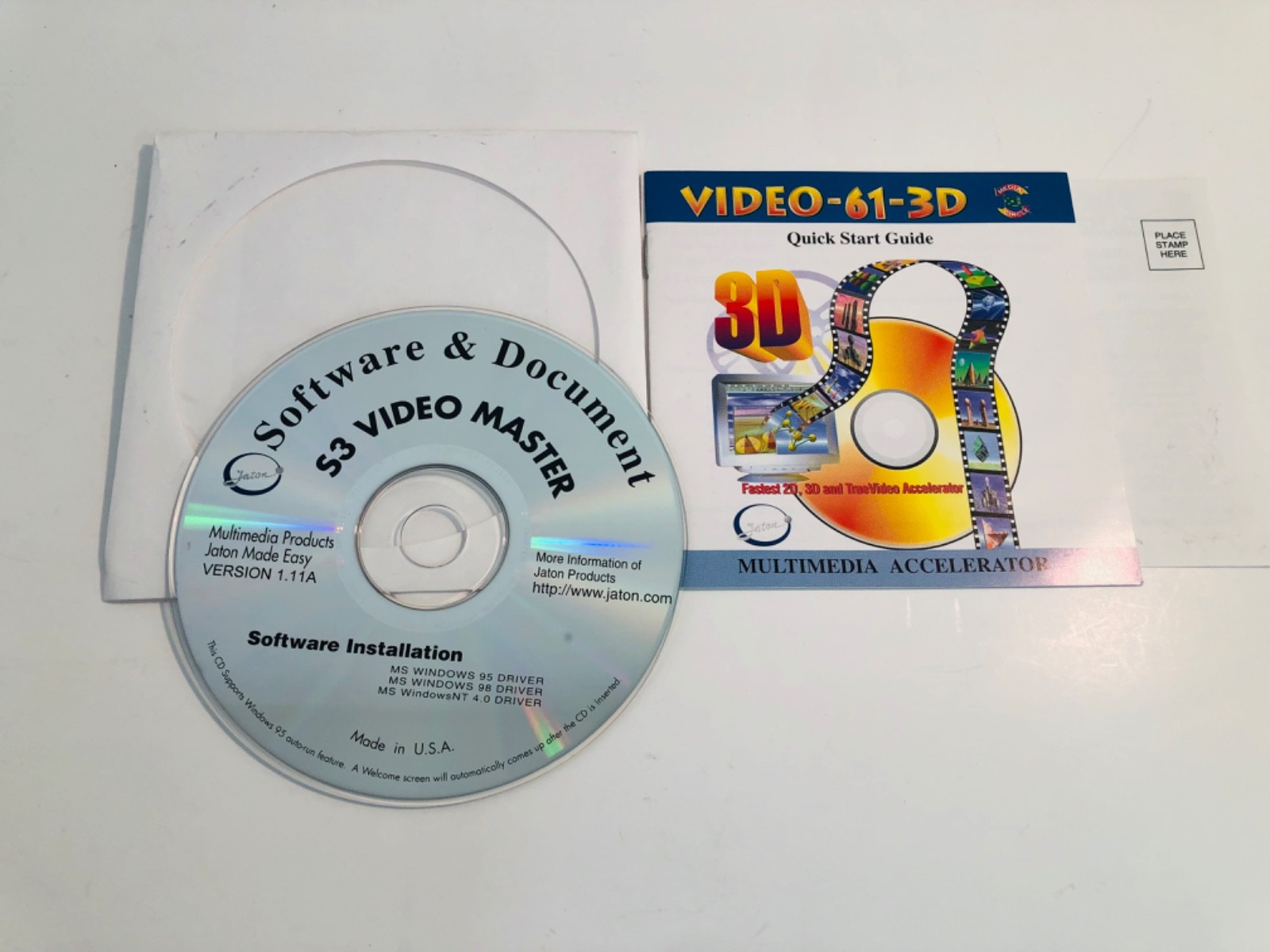 Jaton Video 61-3D PCI Graphics Video Card Install Software CD, Guide Multi Media
