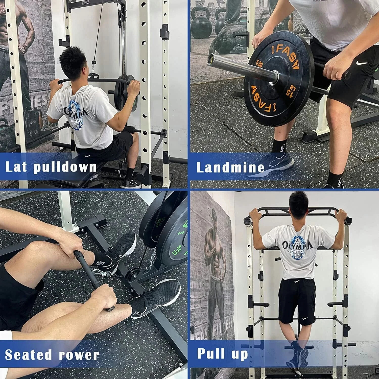 Multi functional Power Cage,Home Adjustable Pullup Squat Rack 1000Lbs Capacity