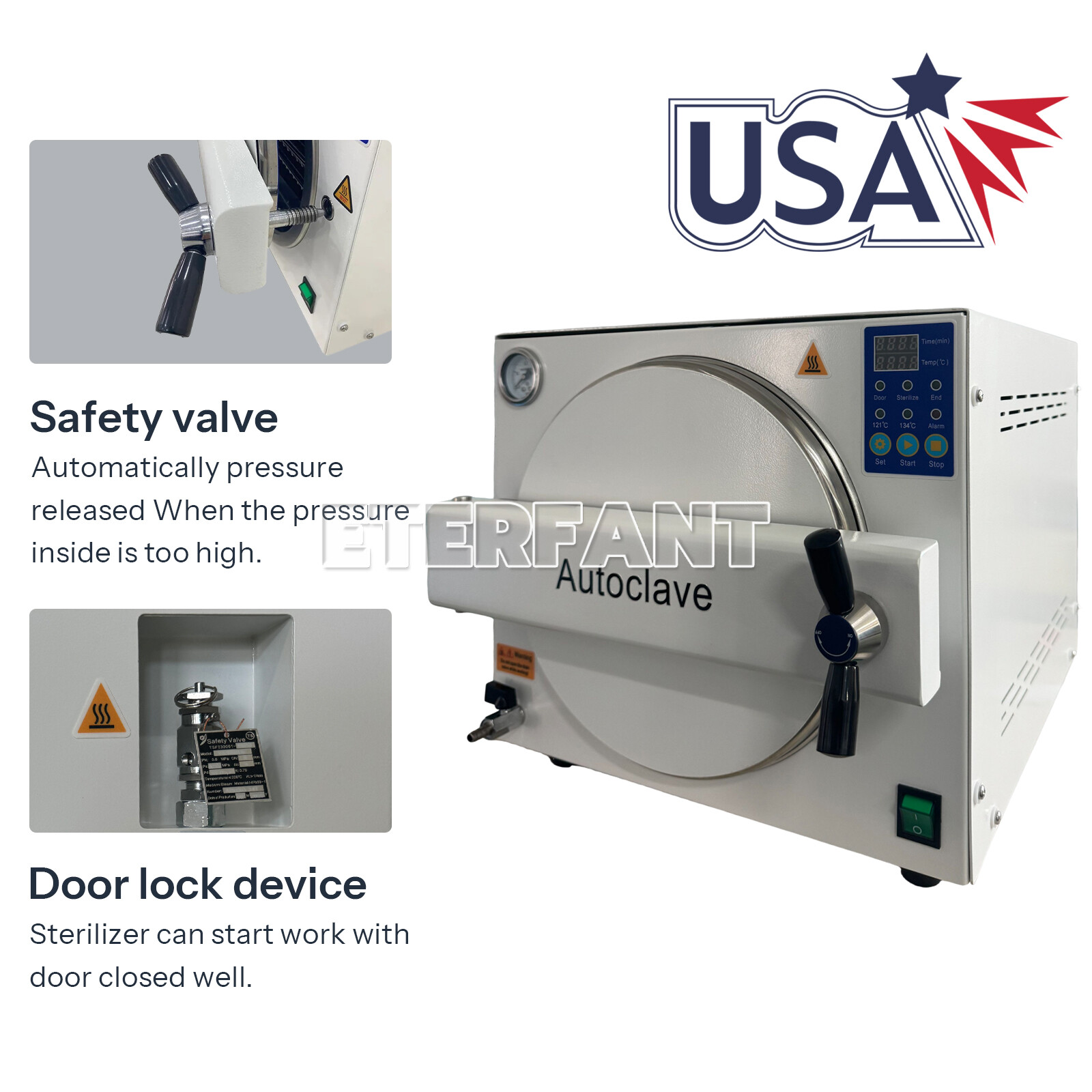 Dental 18/23L Autoclave Class B/N Steam Sterilizer/27L UV Sterilization Cabinet