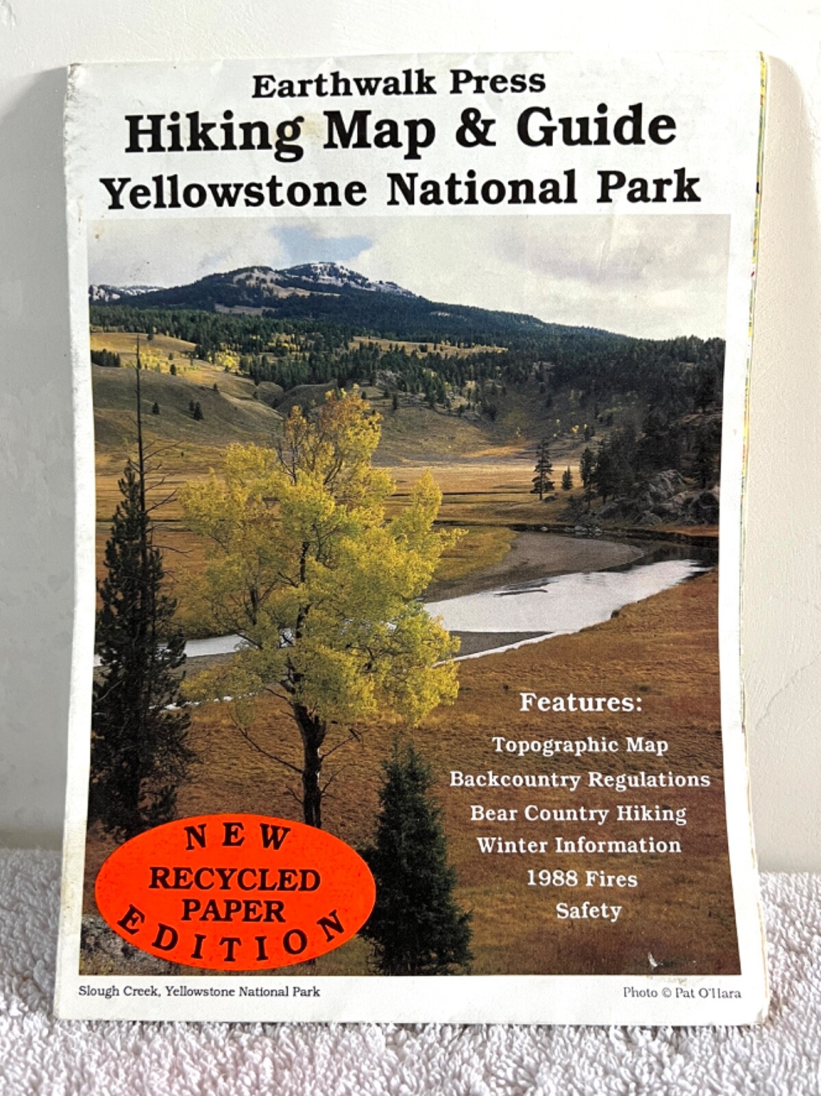 Shaded Relief Hiking Map & Guide, Yellowstone National Park, by Earth Walk Press