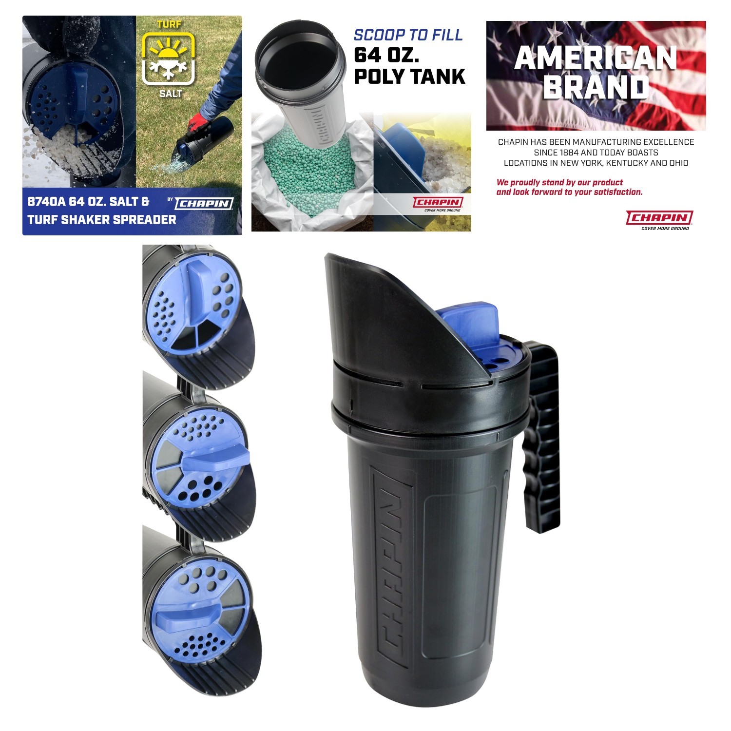 Versatile 64-Ounce Hand Shaker Spreader with Twist Lid for Easy Filling