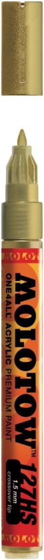 Molotow ONE4ALL Metallic Gold Acrylic Paint Marker 1.5mm Refillable 1 Count