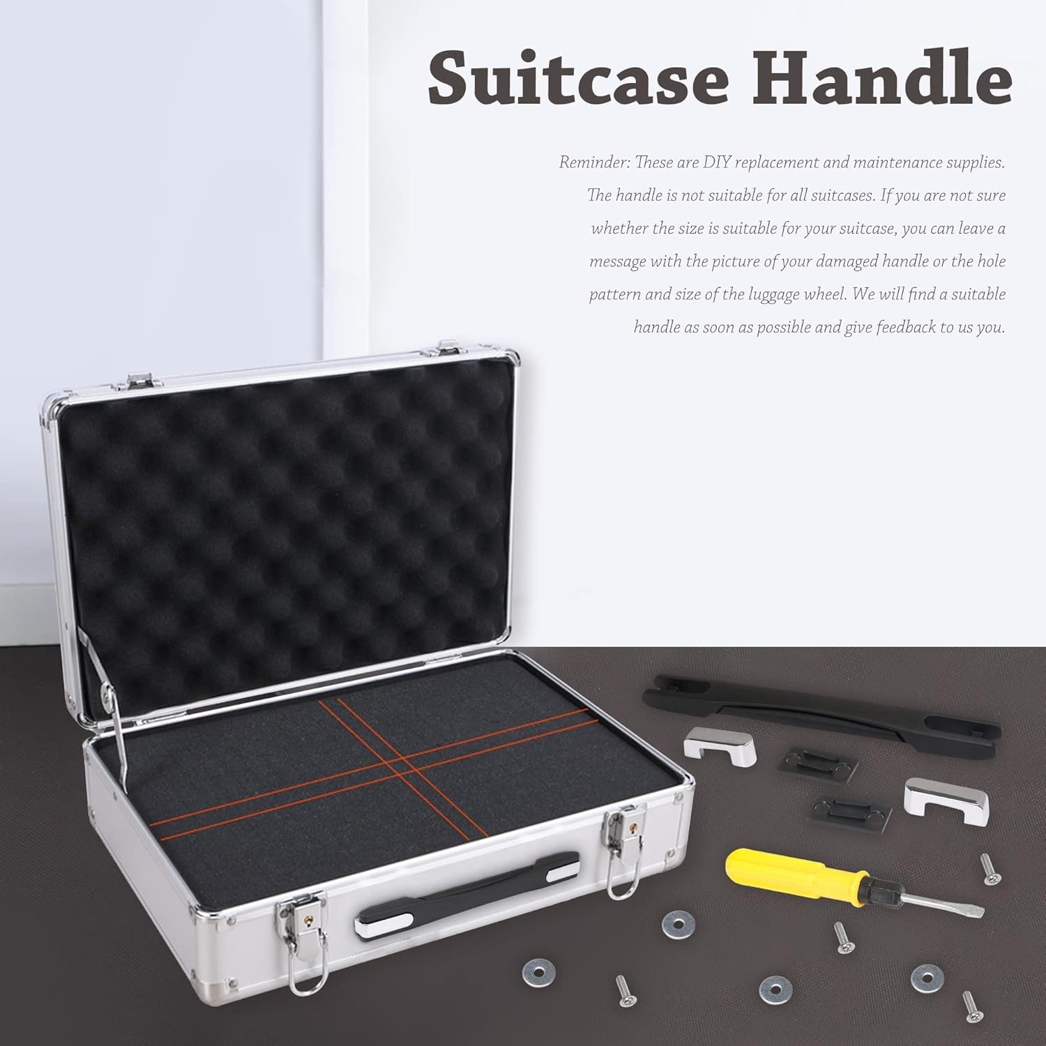 Black Flexible Strap Handle Replacement for Suitcases - 22.5cm Durable Zinc