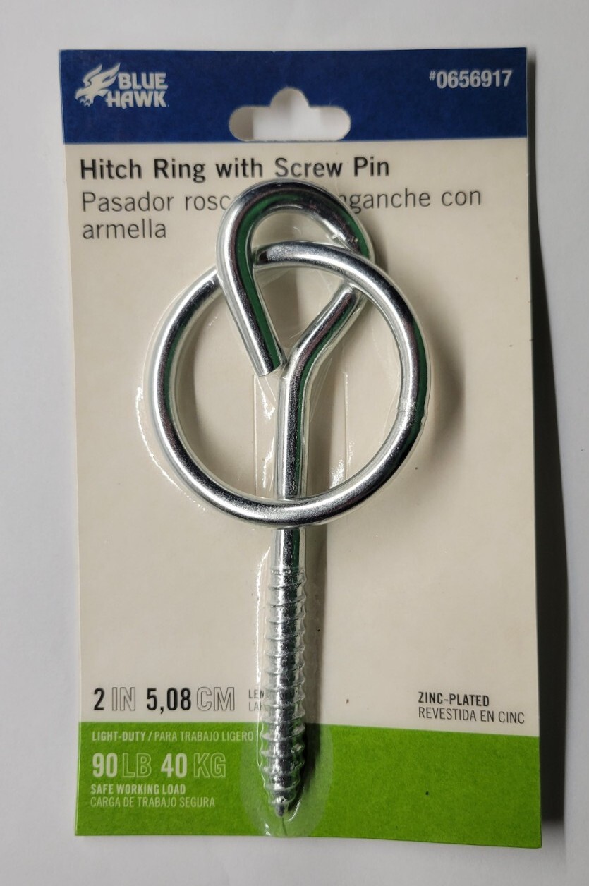 Blue Hawk Hitch Ring With Screw Pin,# 0656917, 2 inch Light Duty-90lb
