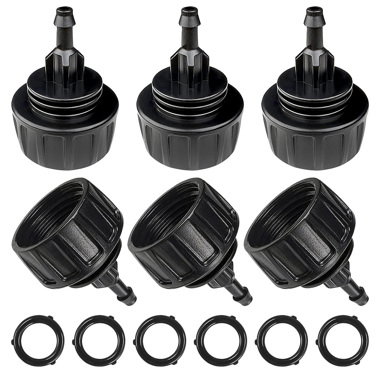6 Pack Drip Irrigation Hose Connectors, 1/4 Inch inch, Black