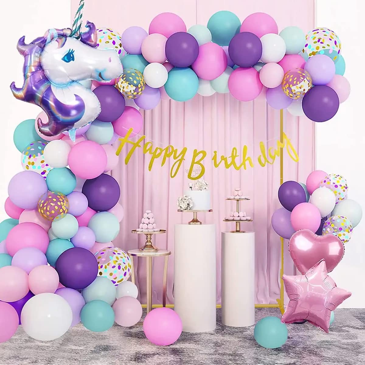 Sprite Display Gold Wedding Arch Backdrop Stand 6.6Ft5Ft Square Balloon And