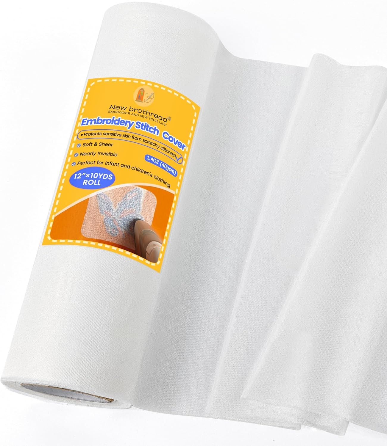 New Brothread Soft & Cozy Embroidery Stitch Cover 12" X 10 Yd Fusible Light Weig