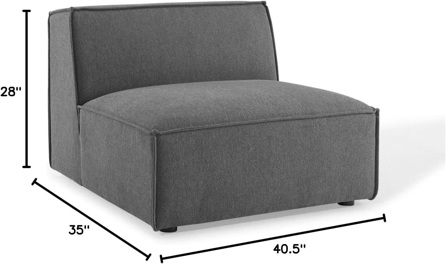 EEI-3872-CHA Restore Sectional Sofa Armless Chair, Charcoal