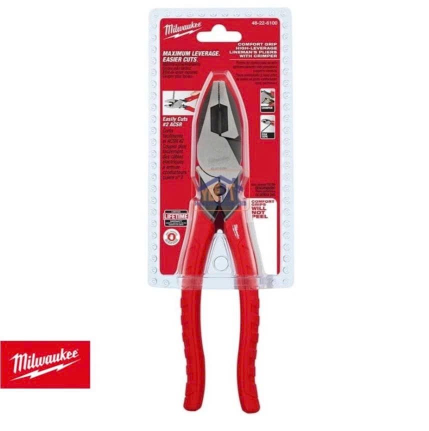 Milwaukee 48-22-6100 9" Comfort Grip High Leverage Lineman's Pliers with Crimper
