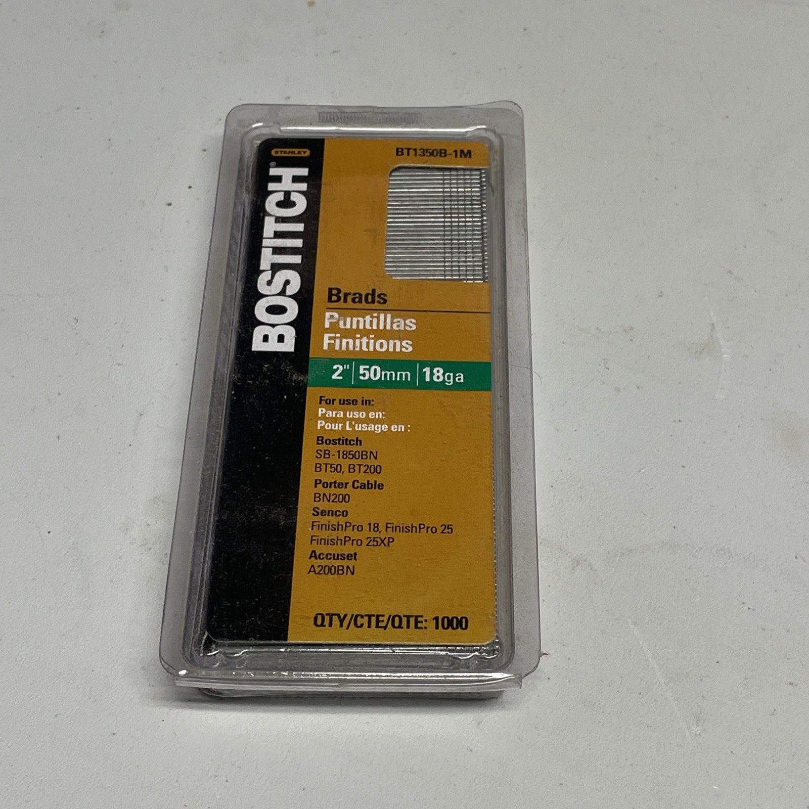 NEW Pack of Bostitch OEM BT1350B-1M   2In 18Ga Brads - 1000 Per Pack