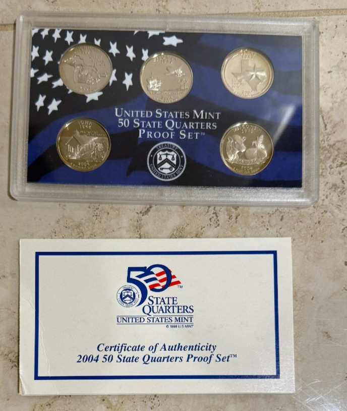 2004 US Mint 50 State Quarters Proof Set Original Packaging w/COA
