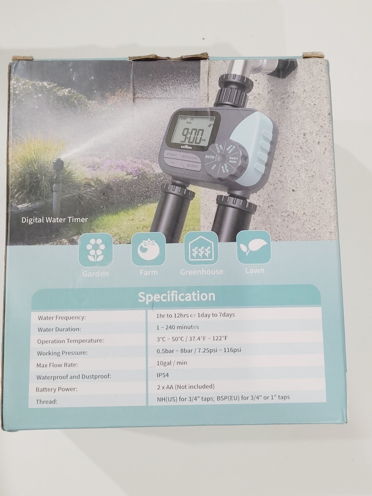 Water Timer for Garden Hose Programmable, 2 Zone Sprinkler Timer with Rain Delay