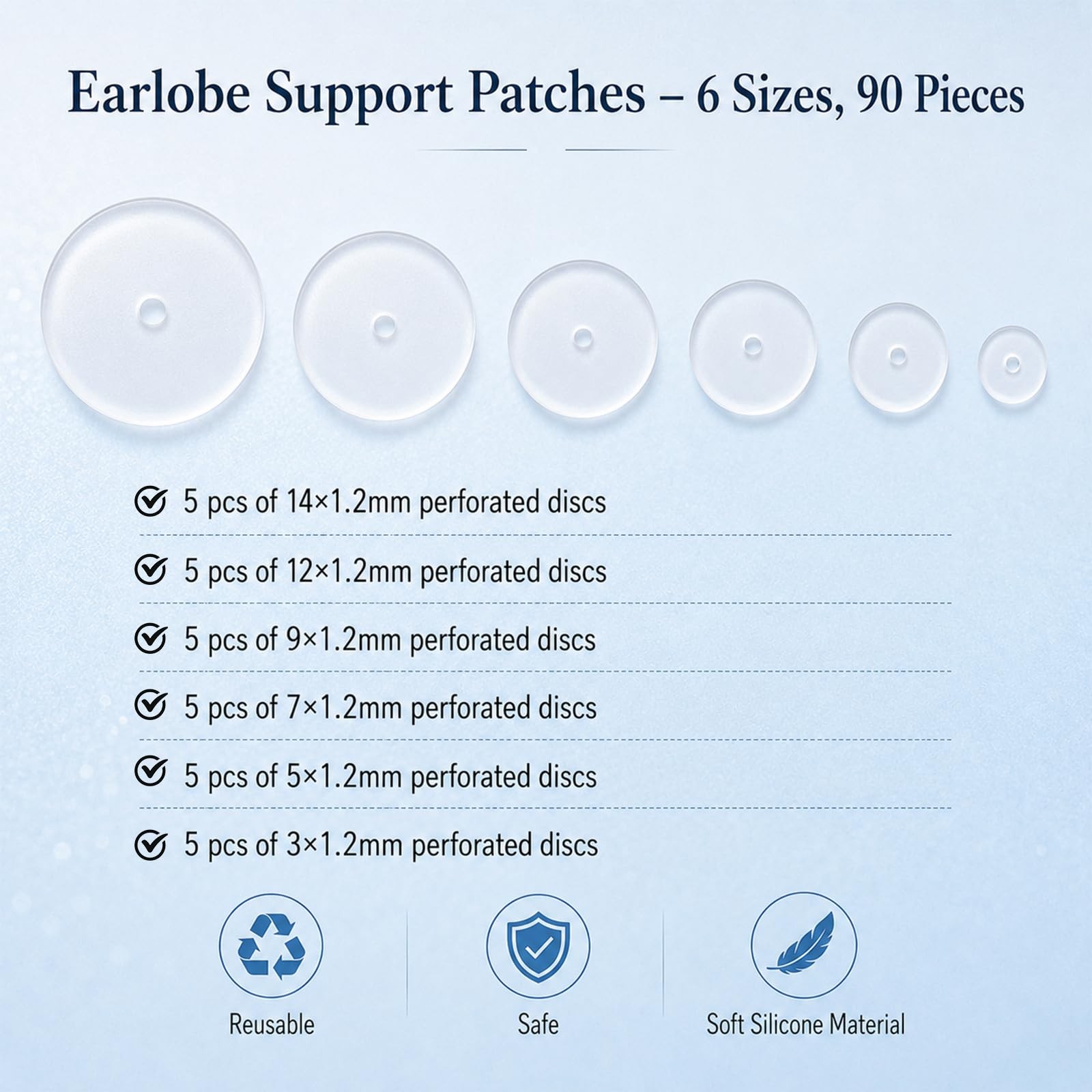 HJZHII 90Pcs Clear Piercing Disc for Bump, Silicone Earring