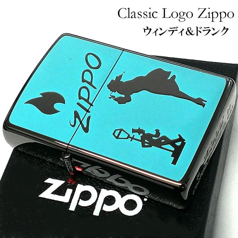 Classic Logo Windy Girl Drunk Blue Flame Zippo Oil Lighter MIB