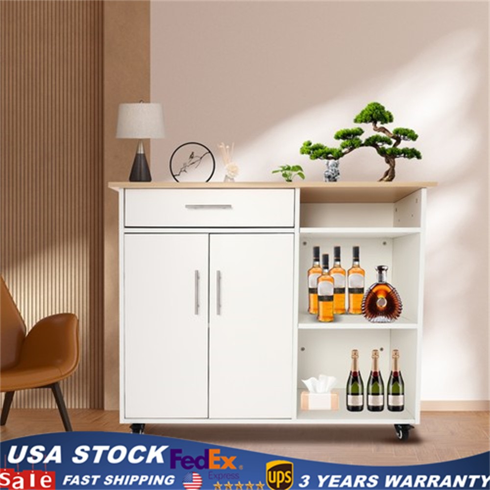 Rolling Kitchen Island Side Table, Rolling Trolley Cart with Drawer