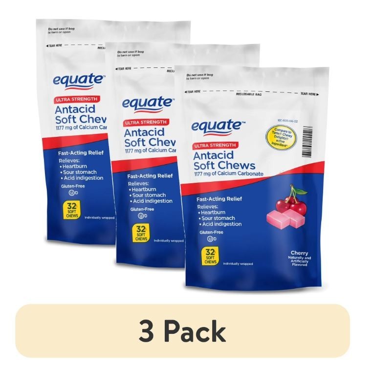 Equate Ultra Strength Antacid Soft Chews for Heartburn & Indigestion Relief, 3PK