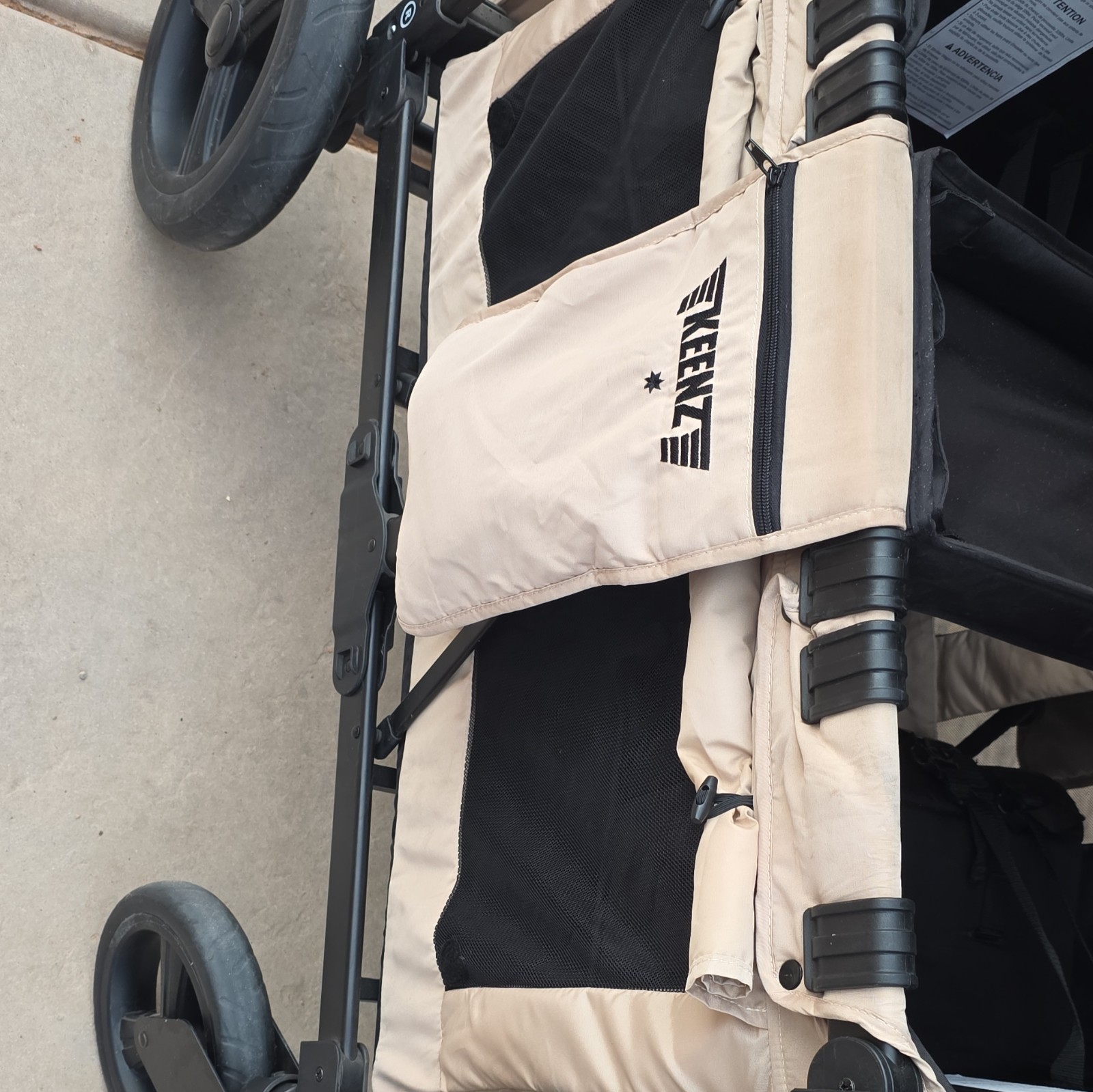 KEENZ vyoo4 Quad Stroller Wagon Foldable Canopy Storage Beige/Black