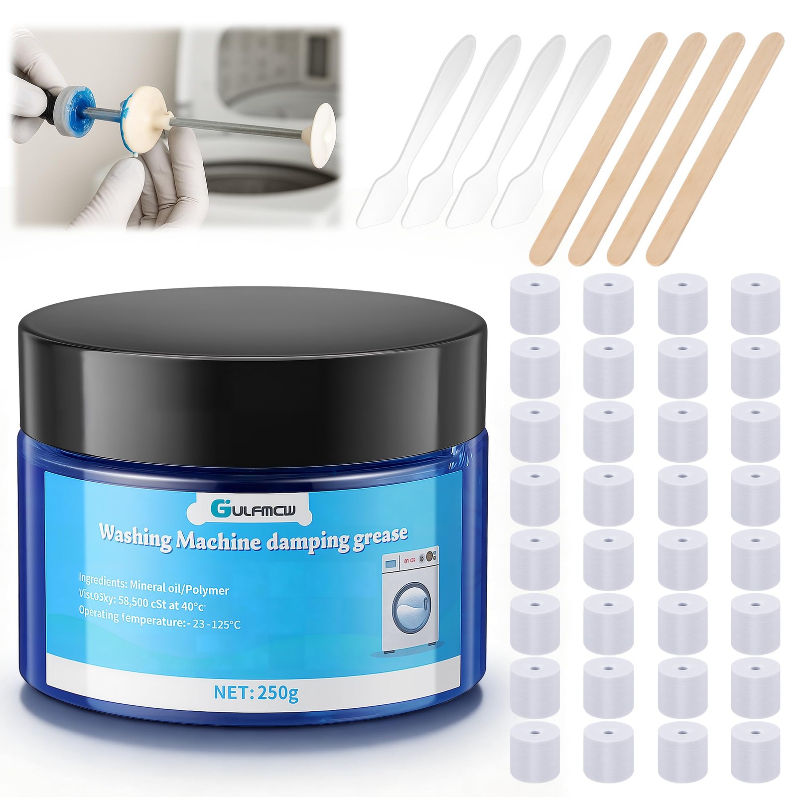 Gulfmew 8.8 oz (250g) Washing Machine Damping Grease with 32 Foam