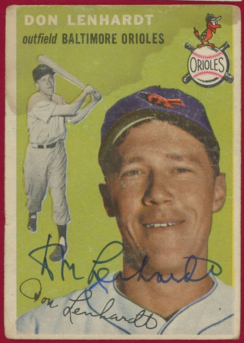 Don Lenhardt 1954 Topps #157 SIGNED w bold auto - very nice!