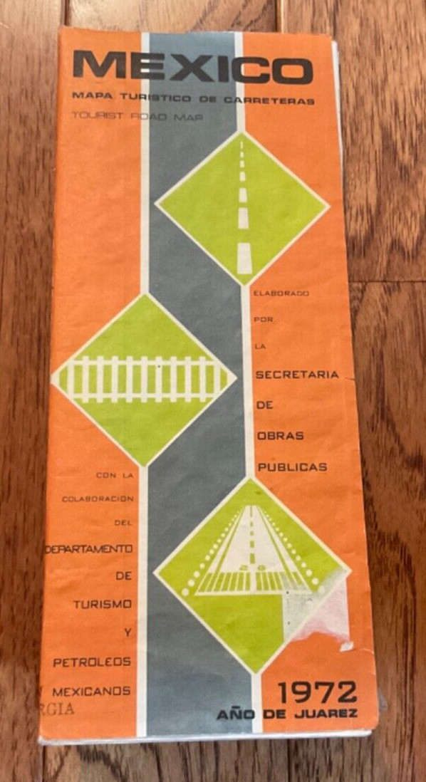 1972 Tourist Road Map Of Mexico. Mapa Turistco De Carreteras 1972