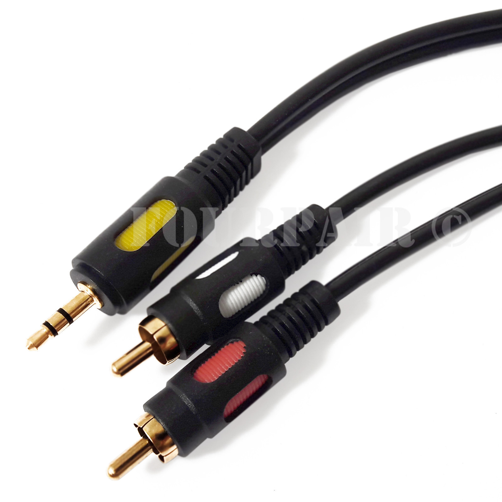 6ft Premium (1/8") 3.5mm AUX Stereo to 2 RCA Male Audio Y Cable Cord MP3 iPod
