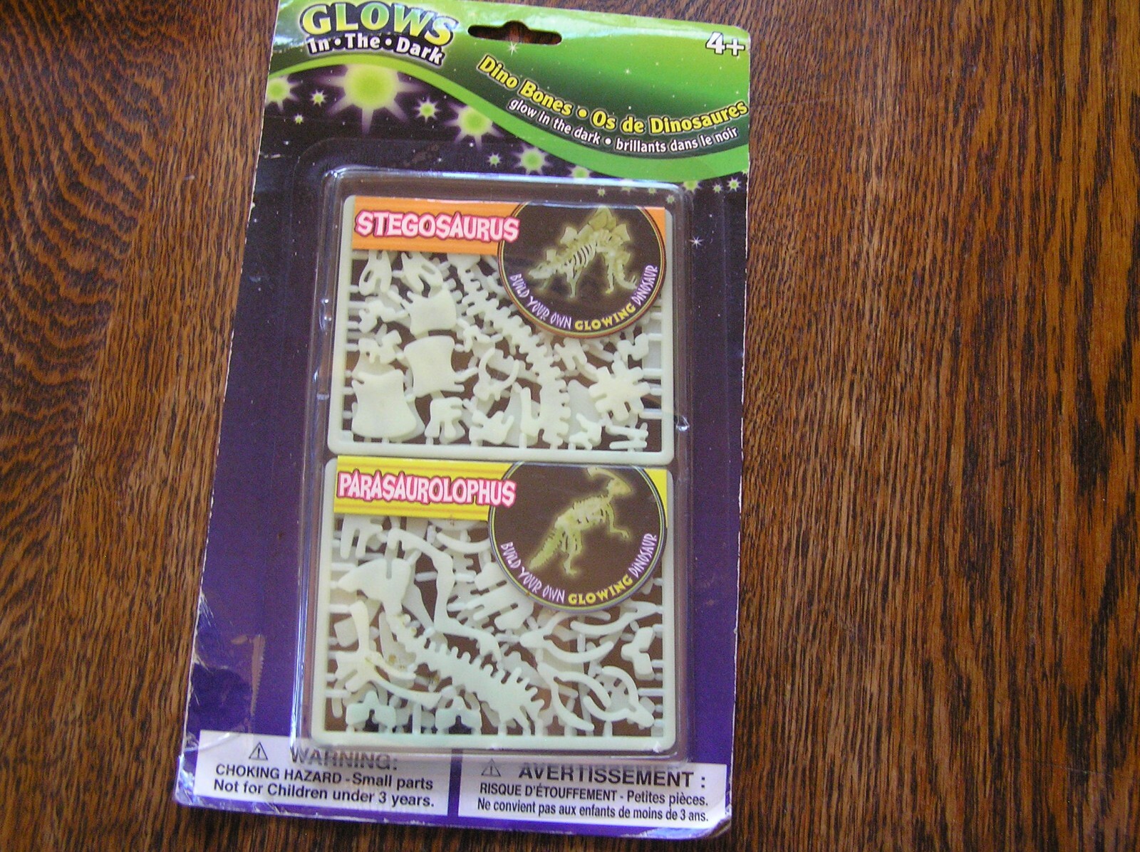 Glows In the Dark DINO BONES Set of 2 Complete Glowing Dinosaurs STEGOSAURUS + 1
