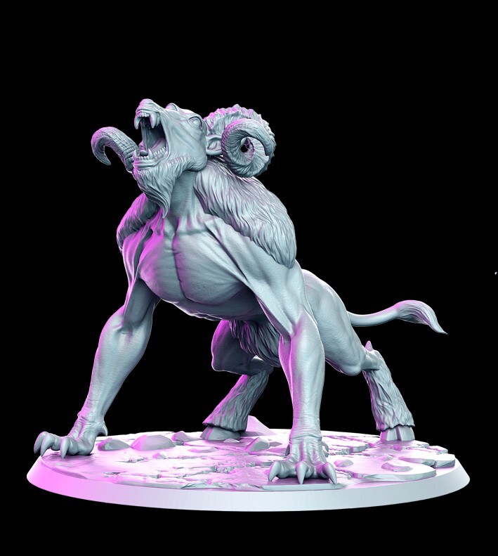 Dungeons and Dragons - HD Resin Print - 80mm Base - Large Beast - Dire Ram