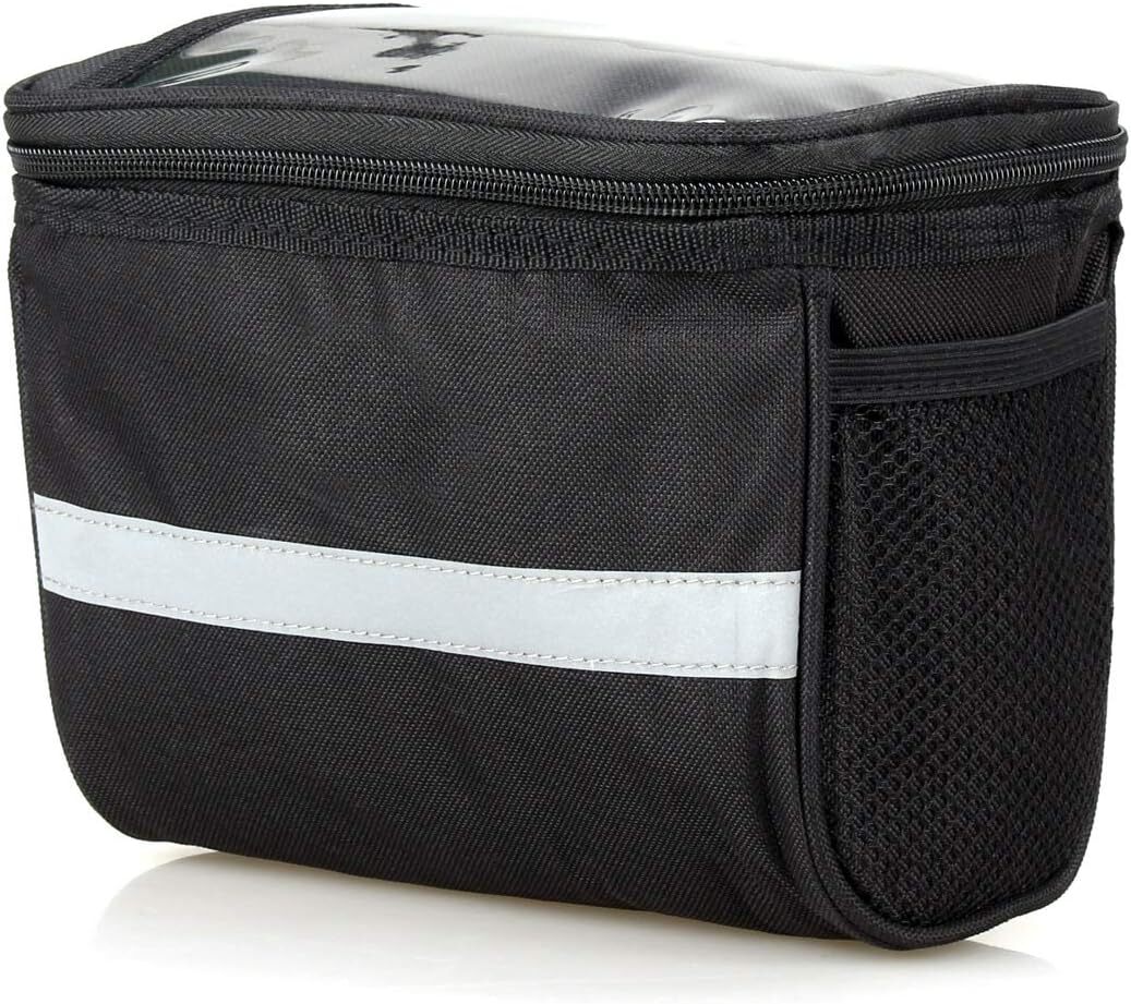 Bicycle Basket Insulated Front Bag MTB Bike Handlebar Bag with Reflective Strip