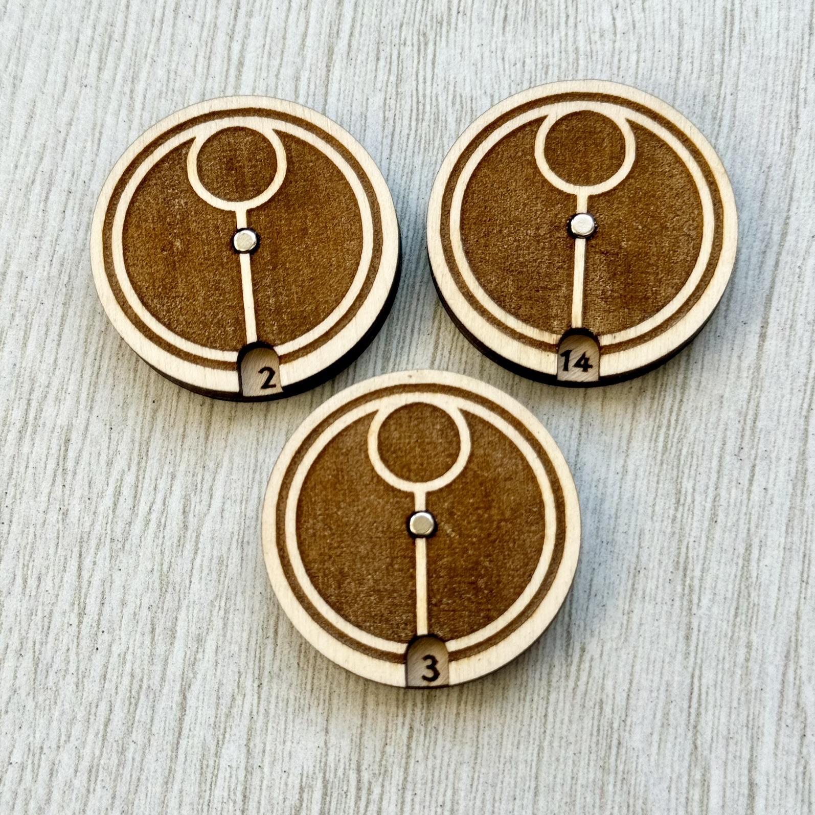 Warhammer 40k Tau empire 0-20 engraved wound counter wooden tracker set of 3