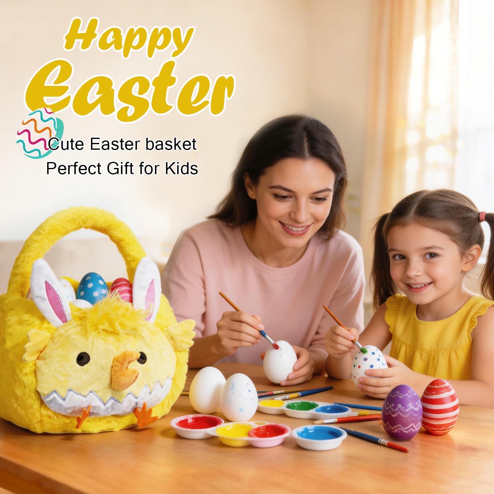 ZRPSIZP 2026 Upgraded Plush Baskets EasterBasket, Easter Egg Hunt Buckets, Ea...