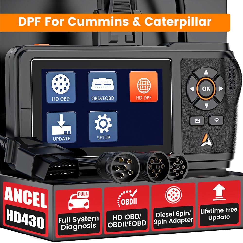 ANCEL HD430 6&9PIN Diesel Heavy Duty Truck Scanner DPF Regen Code Reader New