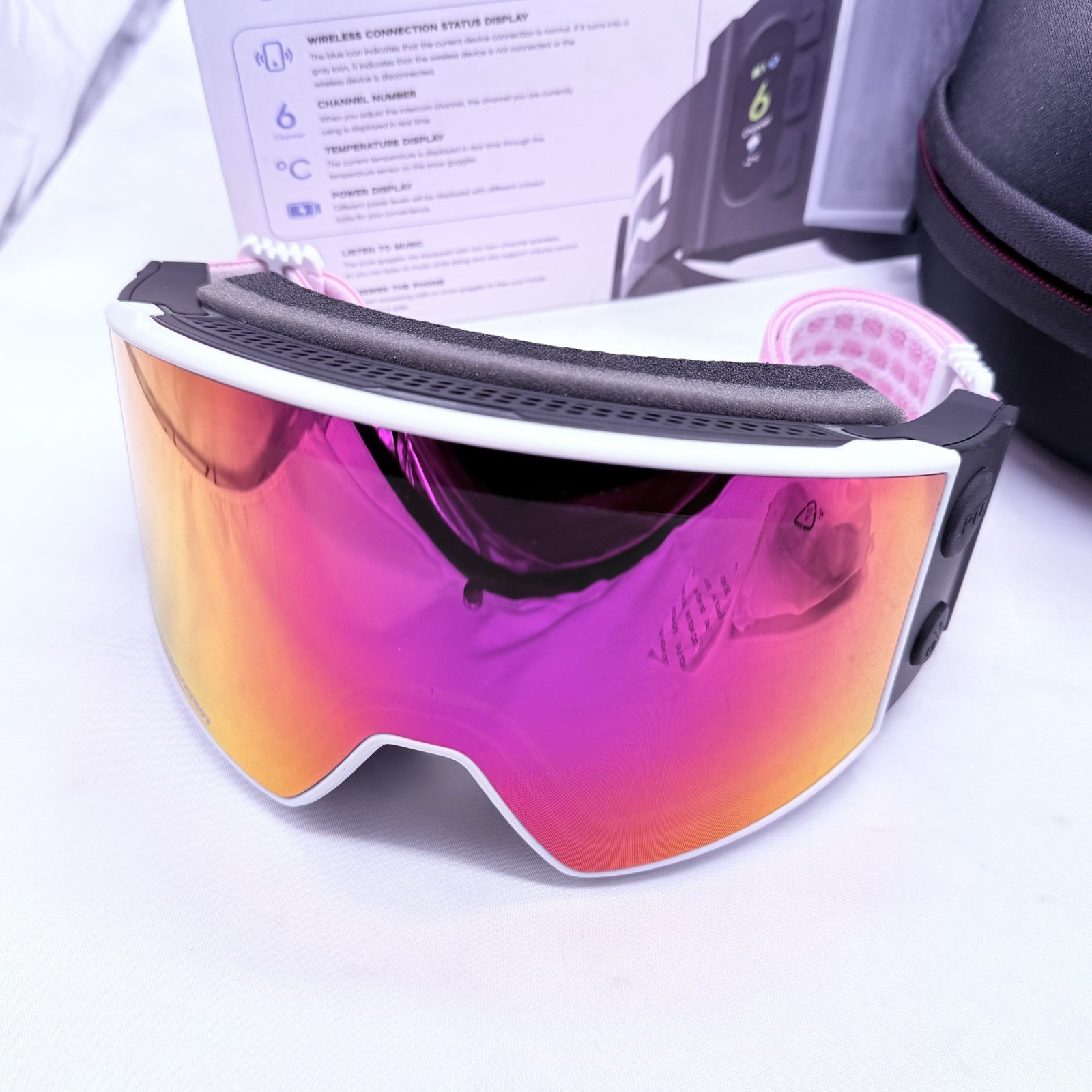 Bluetooth Smart Ski Goggles with Walkie-Talkie for Adult-Anti Fog Snowboard G...