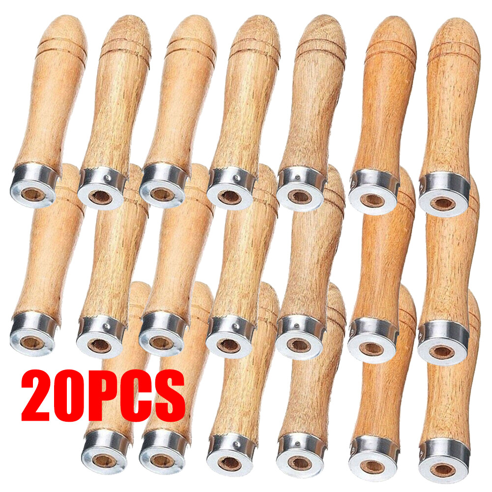 20 Pcs Wooden File Handle Fit Home Toosl Stainless Steel Ring Hardwood DIY 9cm-