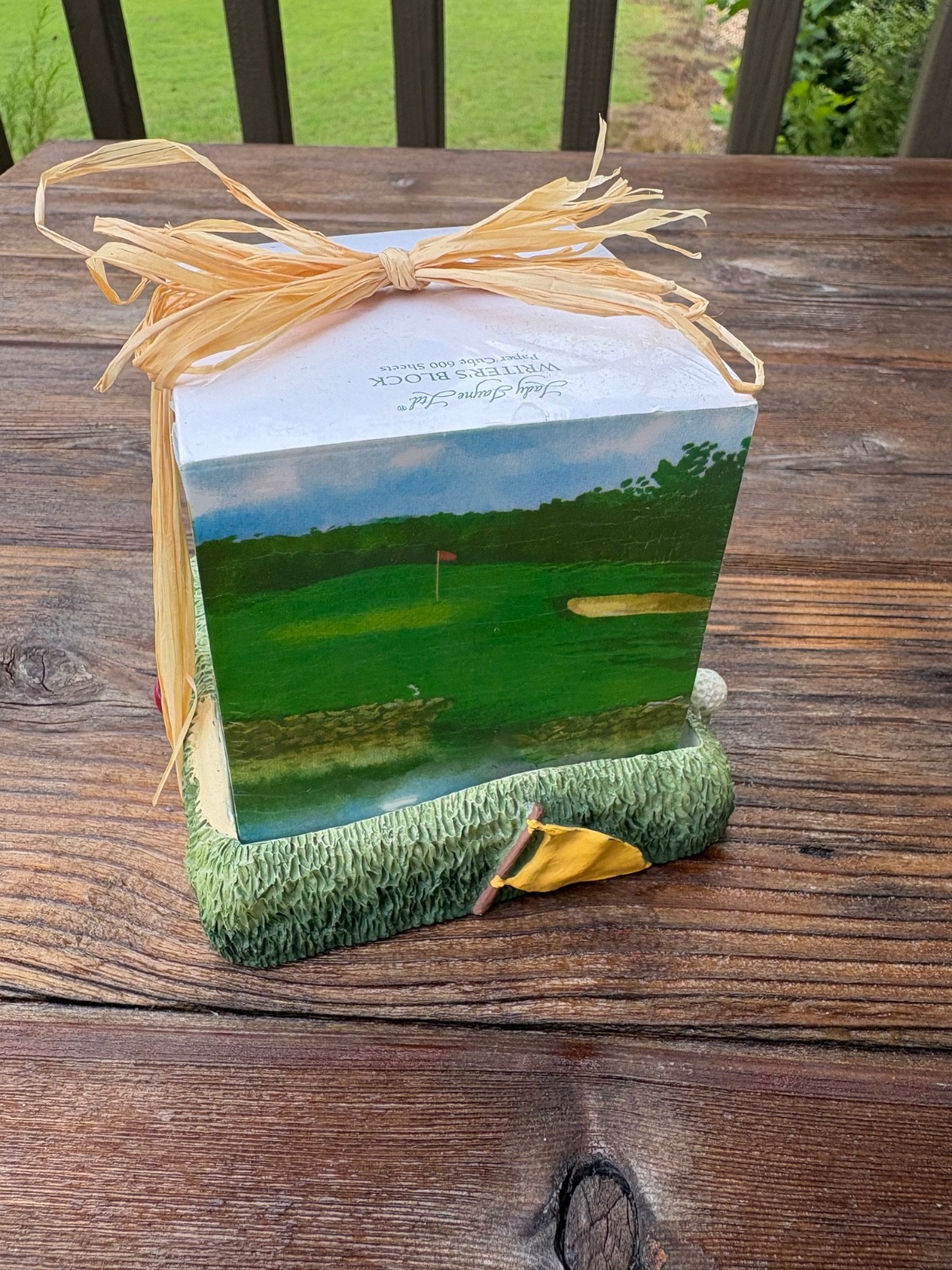 Lady Jayne Ltd "Writer's Block" Paper Cube 3D painted Golf CourseDesign on Base